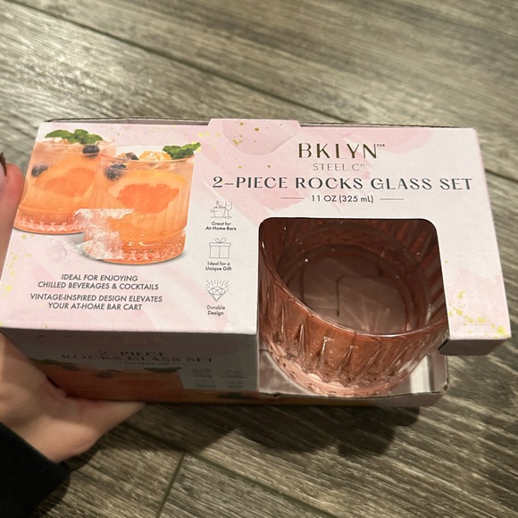 BKLYN Steel - 2 Piece Rocks Glass Set (Light Pink) - Picture 2 of 3